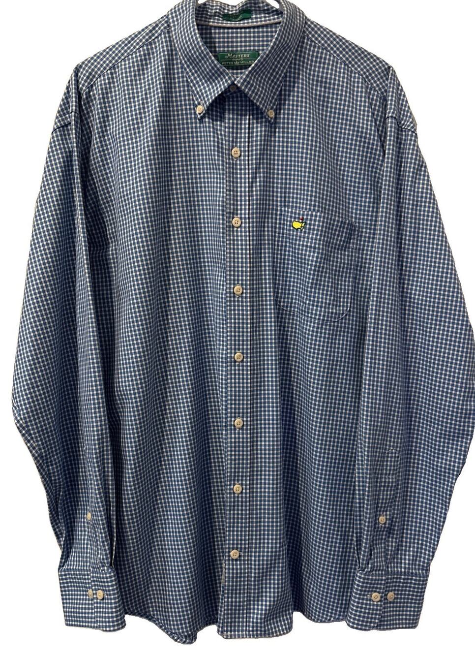 Masters Golf- Peter Millar-Button Down Shirt XL-Blue Check